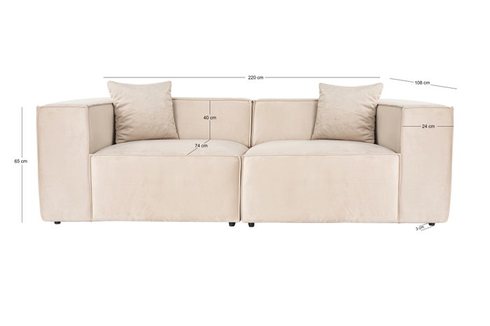 Atelier Del Sofa Sofá Lora 2 Seater Crema 220x108x65 cm